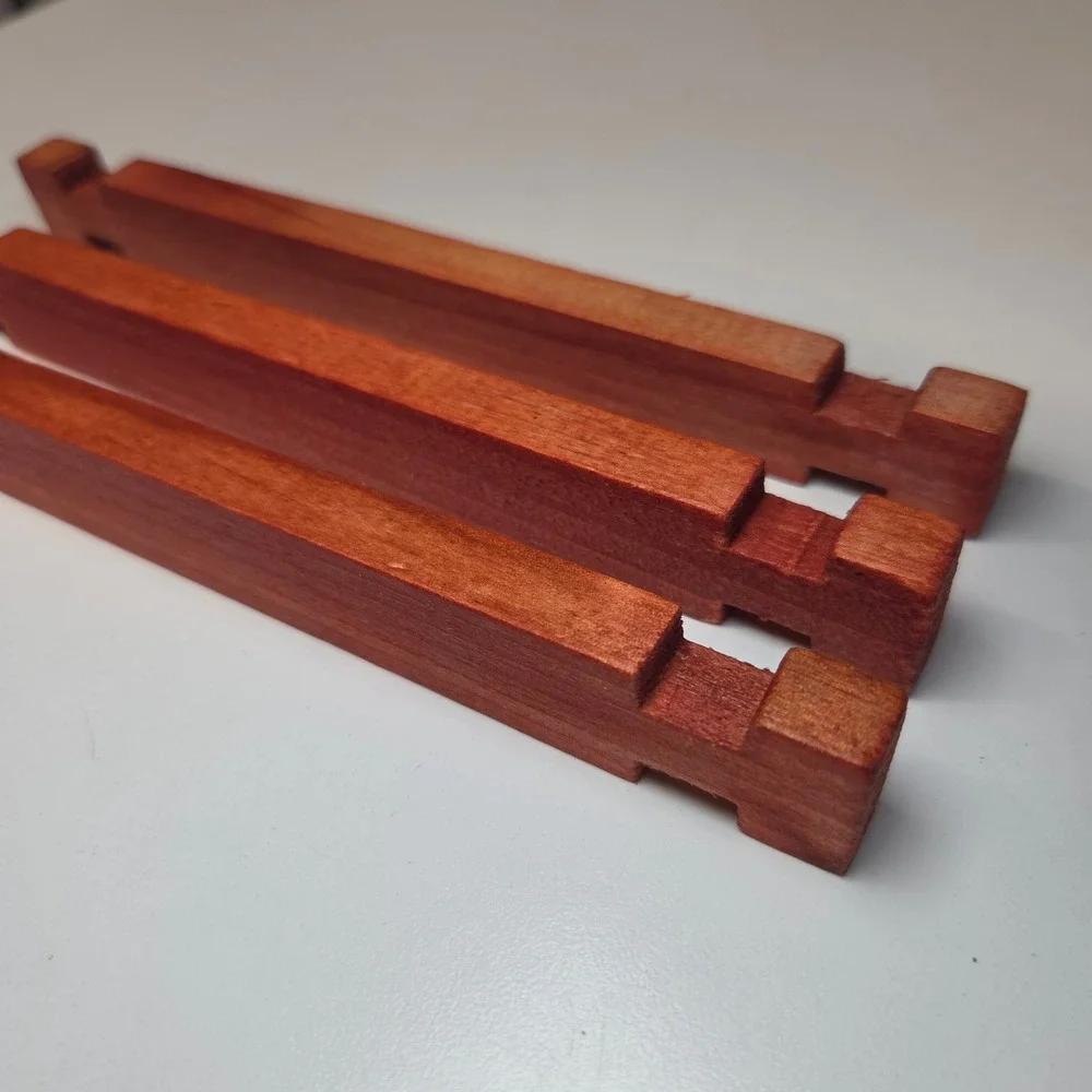 Vintage Red Wooden Building Blocks Logs Replacement Pieces Set of 3 7.5 Inch